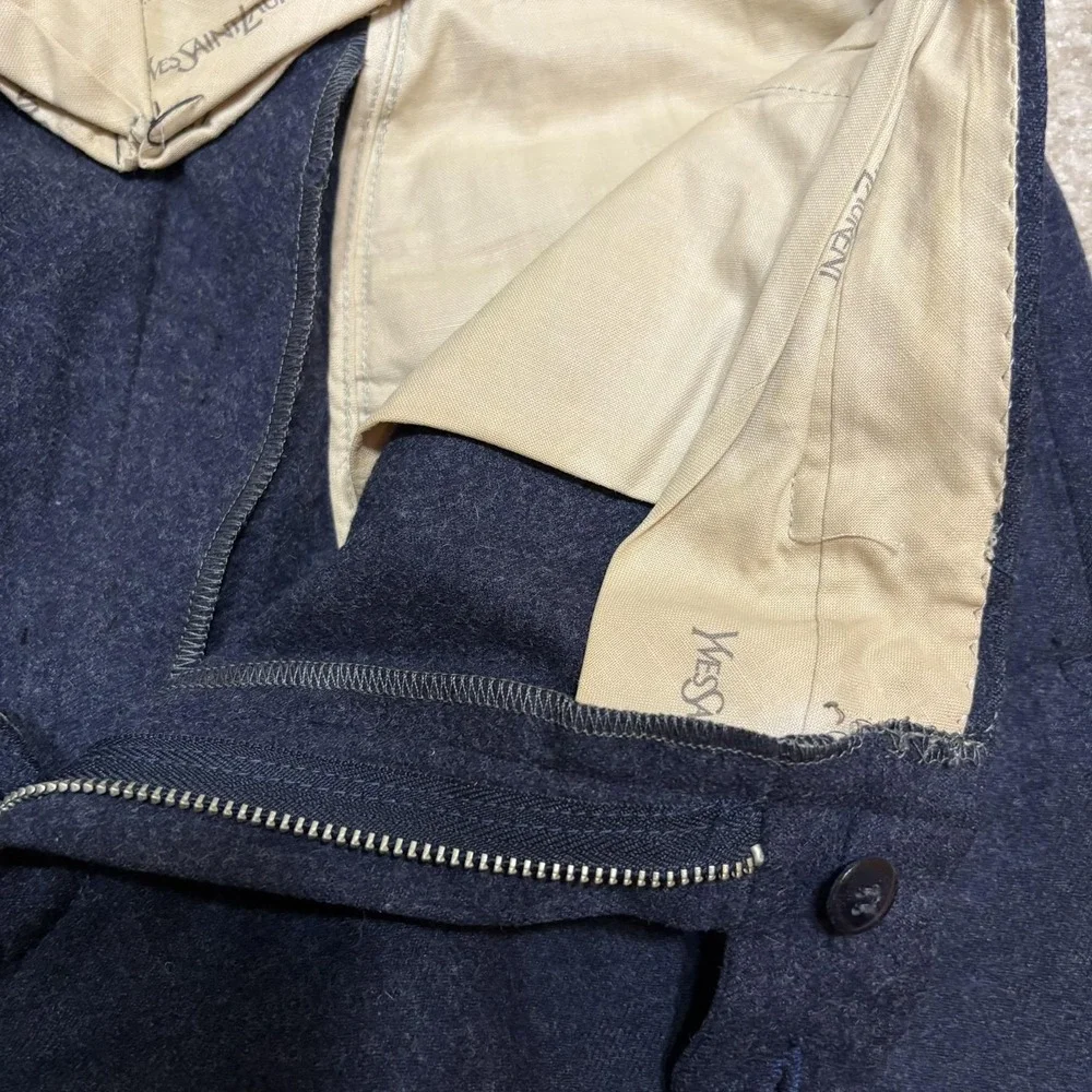 Vtg Yves Saint Laurent Pants Mens 31x30 Navy Wool Pleated Dress Talon 70s‎ 80s